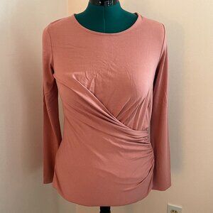 Ann Taylor Misses Large Peach Pink Knit Ruched Top